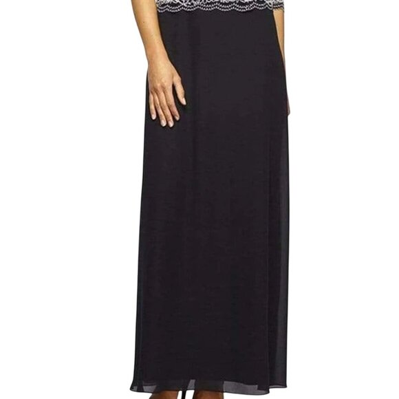 Alex Evenings A Line Long Chiffon Skirt Black Trending Slip Maxi Size L - Picture 6 of 10